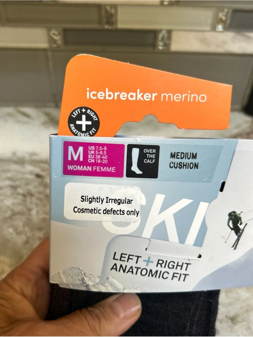 ICEBREAKER MERINO WOOL OVER THE CALF Women SKI SOCKS SZ M Cushions